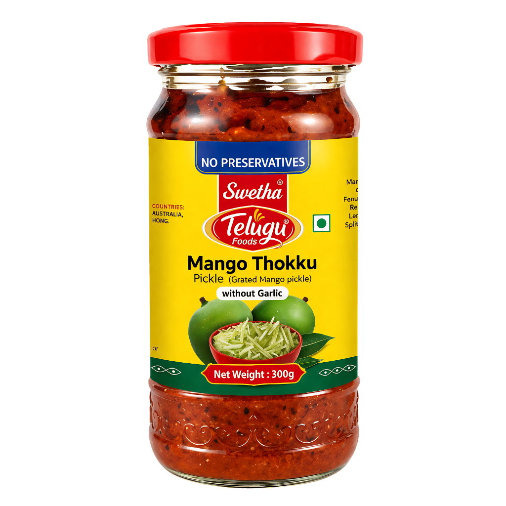 Telugu foods Mango Thokku Pickle (Without Garlic) 300 g buy online USA - 1
